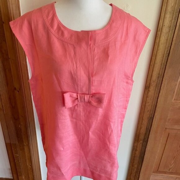 TALBOTS Linen Bow Accent Sleeveless Salmon Pink Top 8 - Picture 3 of 15
